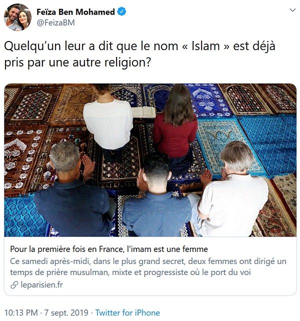Feiza Ben Mohamed s'exprime contre l'id&eacute;e d'une mosqu&eacute;e mixte